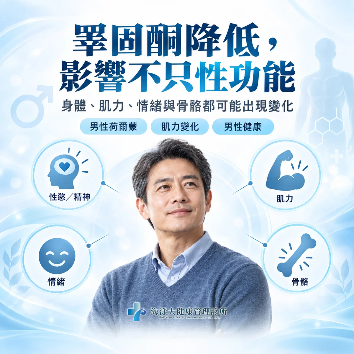 為何男性荷爾蒙會隨著年紀降低？有影響嗎？｜海漾大健康管理診所