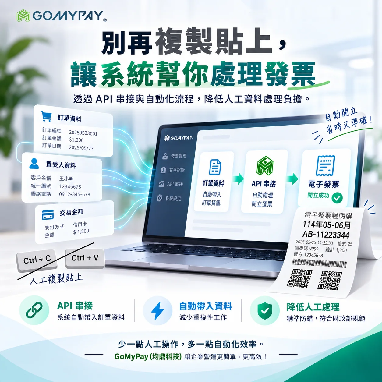 GoMyPay (均鼎科技)｜別再複製貼上，讓系統幫你處理發票！API 自動串接告別繁瑣人工