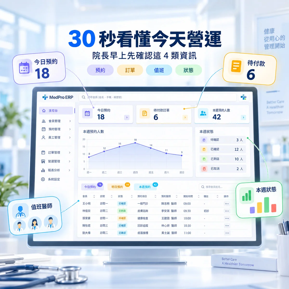 院長每天進診所，第一眼該看哪些營運資訊？｜MedPro 專業醫療管理系統